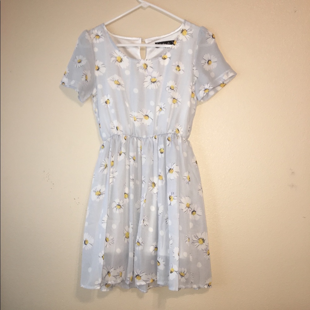 Adorable Daisy Print Spring Mini Dress Tumblr